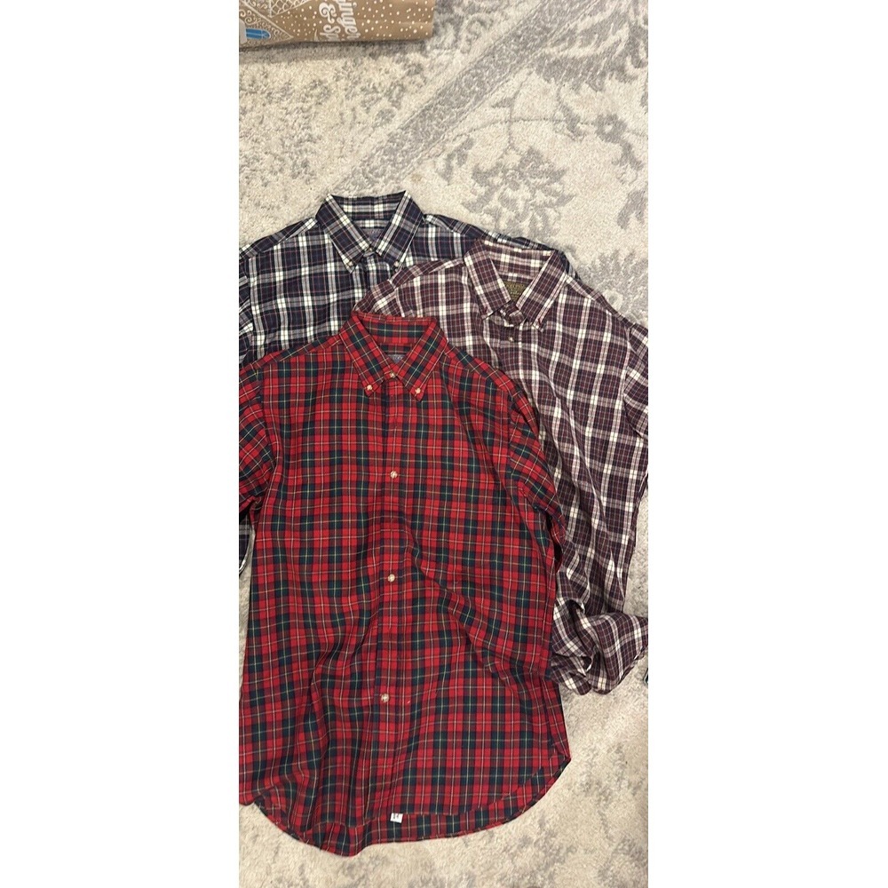 3 VTG Pendelton Pure Wool Made in USA Mens Medium Plaid Button-up